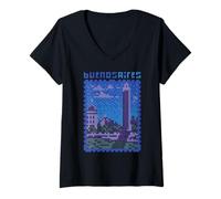 Mujer Buenos Aires, Pixel Art LOFI, Argentina 8 bit Camiseta Cuello V