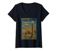 Mujer Buenos Aires, Pixel Art LOFI, Argentina 8 bit Camiseta Cuello V