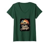 Mujer Buenos días Alemán Meme Alemán Alemania Amante Amo Alemania Camiseta Cuello V