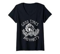 Mujer Buenos Tiempos Malos hábitos Camiseta Cuello V