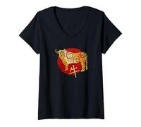 Mujer Buey Signo Estrella del horóscopo Zodiaco Chino Camiseta Cuello V