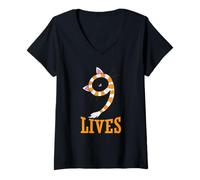 Mujer Bufanda con Orejas de Gato Cat Nine Lives Camiseta Cuello V