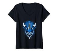 Mujer Buffalo Camiseta para Hombres New York Buffalo Bison Retro Camiseta Cuello V