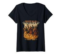 Mujer Buffalo Soldiers Afroamericano Buffalo Cultura Negra Camiseta Cuello V