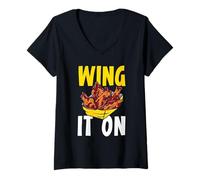 Mujer Buffalo Wings Foodie American Food Lover Alitas de Pollo Camiseta Cuello V