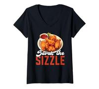 Mujer Buffalo Wings Foodie American Food Lover Alitas de Pollo Camiseta Cuello V