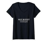 Mujer Buffet Caliente Disponible Todo el día Come Tanto como Quieras Camiseta Cuello V