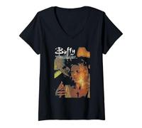 Mujer Buffy and The Master Distressed Vintage 90's TV Show Camiseta Cuello V