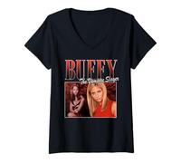 Mujer Buffy The Vampire Slayer 90's Buffy Collage TV Show Camiseta Cuello V