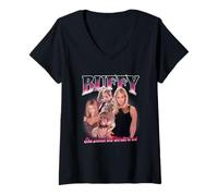 Mujer Buffy The Vampire Slayer Iconic Buffy 90's Collage Poster Camiseta Cuello V