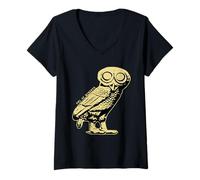 Mujer Búho de Minerva Athene Noctua, mitología Griega, símbolo de sabiduría Camiseta Cuello V