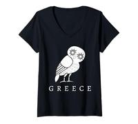 Mujer Búho griego antiguo - Símbolo de sabiduría, fuerza, protección Camiseta Cuello V