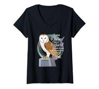 Mujer Búho, he puesto el mundo patas arriba Camiseta Cuello V