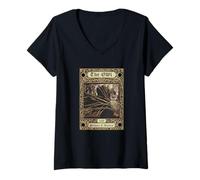 Mujer Búho Paciencia y Sabiduría Screech Bird Tarot gótico Camiseta Cuello V