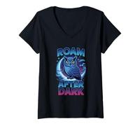 Mujer Búhos vagabundos nocturnos para observadores de aves de búho nocturno Camiseta Cuello V
