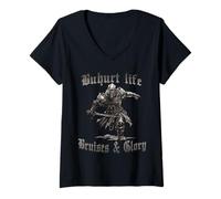 Mujer Buhurt T Motivo Hema Turnei justas Caballero Bouhourt Camiseta Cuello V