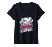Mujer Build Cardio SO Good Your Worries Can't Keep UP Camiseta Cuello V