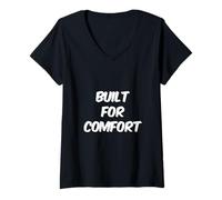 Mujer Built For Comfort Yes I Am Fat People Funny Snacks Citas Camiseta Cuello V