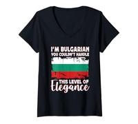 Mujer Bulgaria Flag Proud Elegant Bulgarian Boyfriend Girlfriend Camiseta Cuello V