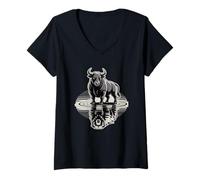 Mujer Bull Bear Reflection Mercado de valores Trader Camiseta Cuello V