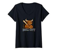 Mujer Bull City Durham NC 919 North Carolina Bull Head Hombres Mujeres Camiseta Cuello V