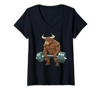 Mujer Bull Halterofilia Fitness Gimnasio Entrenamiento Camiseta Cuello V