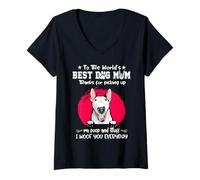 Mujer Bull Terrier Best Dog Mom Dogs Lovers Funny Mothers Day Camiseta Cuello V