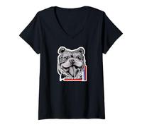 Mujer Bulldog Fan Elke Design Corazón Camiseta Cuello V