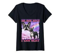 Mujer Bulldog Francés Francés Meme Divertido Cultura de Internet Gen Z Camiseta Cuello V