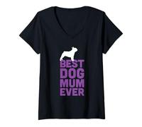 Mujer Bulldog francés/Frenchie - La mejor mamá de perro divertido Camiseta Cuello V