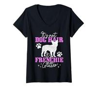 Mujer Bulldog francés It's Not Dog Hair Frenchie Glitter Funny Dog Camiseta Cuello V