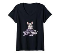 Mujer Bulldog Francés Pequeño Caballero Perro Canino Amante Cachorro Dueño Camiseta Cuello V