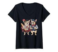 Mujer Bulldog Francés Perro Amor Bandera Francia Camiseta Cuello V