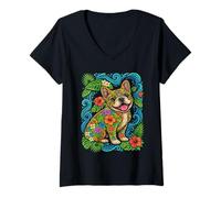 Mujer Bulldog Francés Tropical Summer Vibes Floral Frenchie Dog Camiseta Cuello V