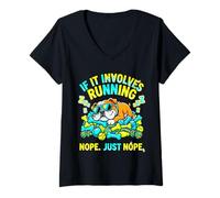 Mujer Bulldog Perezoso Corriendo Nope Just Nope Funny Dog Lover Pet Camiseta Cuello V