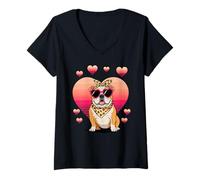 Mujer Bulldog Valentines Day Bulldogs Camiseta Cuello V