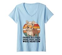 Mujer Bulldogs franceses Perros pequeños con corazones grandes raza de perro mascota Camiseta Cuello V