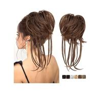 Mujer Bun scrunches Extensiones de cabello sintético con moño desordenado, extensiones de cabello rizado, coletas con colas rectas Bun hair(30T4)