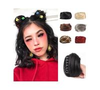 Mujer Bun scrunches Extensiones de moños espaciales con pinzas sintéticas for el pelo, minicoleteros Bun hair(33)