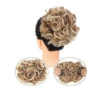 Mujer Bun scrunches Peines Clip en extensiones de cola de caballo for mujeres Extensiones de moño de pelo rizado desordenado Updo sintético Chignons Cabello fácil de estirar Bun hair (Color : 27T613