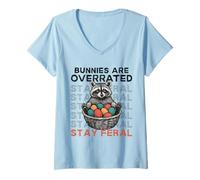 Mujer Bunnies Are Overrated Stay Feral Funny Easter Camiseta Cuello V