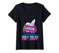 Mujer Bunny Hip Hop Vintage Cassette Retro Mixtape Rabbit Easter Camiseta Cuello V