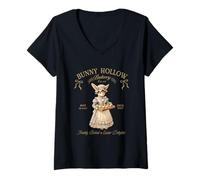 Mujer Bunny Hollow Bakery Delicias de Pascua recién horneadas Camiseta Cuello V