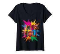 Mujer Bura Na Mano Holi Hai India Hindu Colors Happy Holi Festival Camiseta Cuello V
