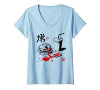 Mujer Burger Lover Hot Killing Salsa Abstracto Ketchup Splash Art Camiseta Cuello V