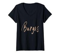 Mujer Burgos España Diseño Vintage Elegante Camiseta Cuello V
