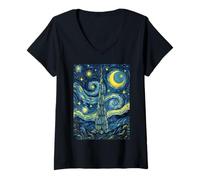 Mujer Burj Khalifa Dubai Eau Noche Estrellada Historia del Arte Presente Camiseta Cuello V
