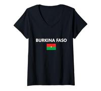 Mujer Burkina Faso Bandera País Nación Camiseta Cuello V