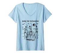 Mujer Burn The Patriarchy Feminista Dancing Skeleton Halloween 2022 Camiseta Cuello V