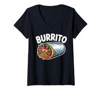 Mujer Burrito De Carne De Caricatura Divertido Comida Mexicana Amor Humor Camiseta Cuello V